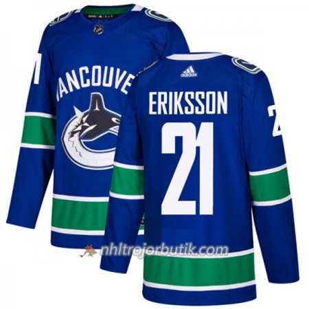 Män Ishockey Vancouver Canucks Tröja Loui Eriksson 21 Adidas 2017-2018 Blå Authentic